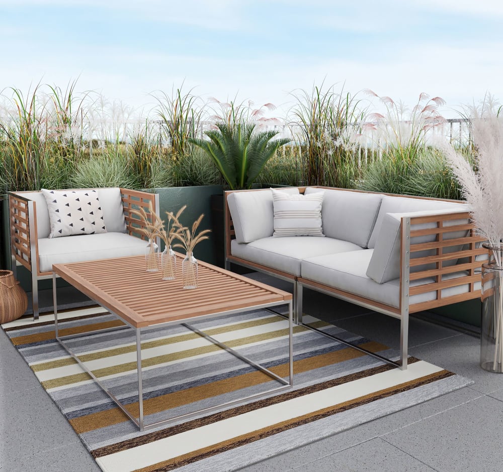 Tapis d'extérieur outdoor en polyester Marron multicolore 120x180 cm