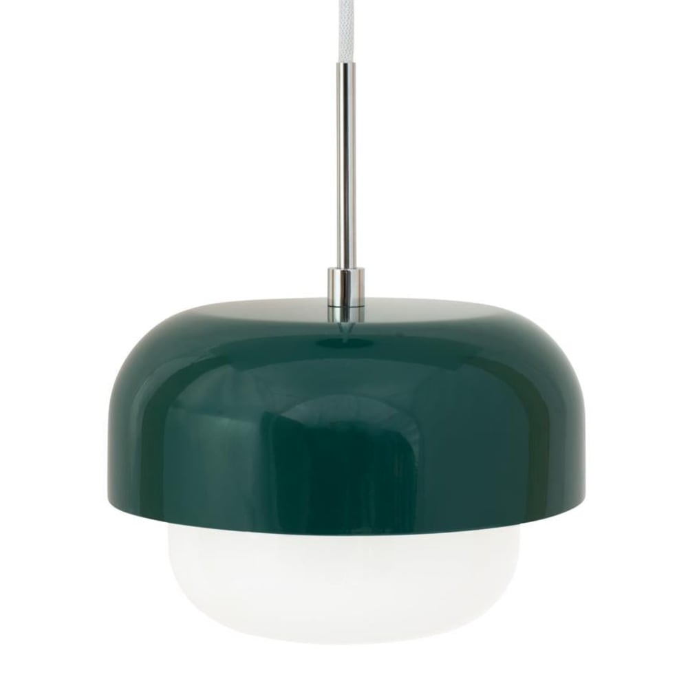 Pendelleuchte aus Glas und Metall h 15 cm d 23 cm, dunkelgrün -