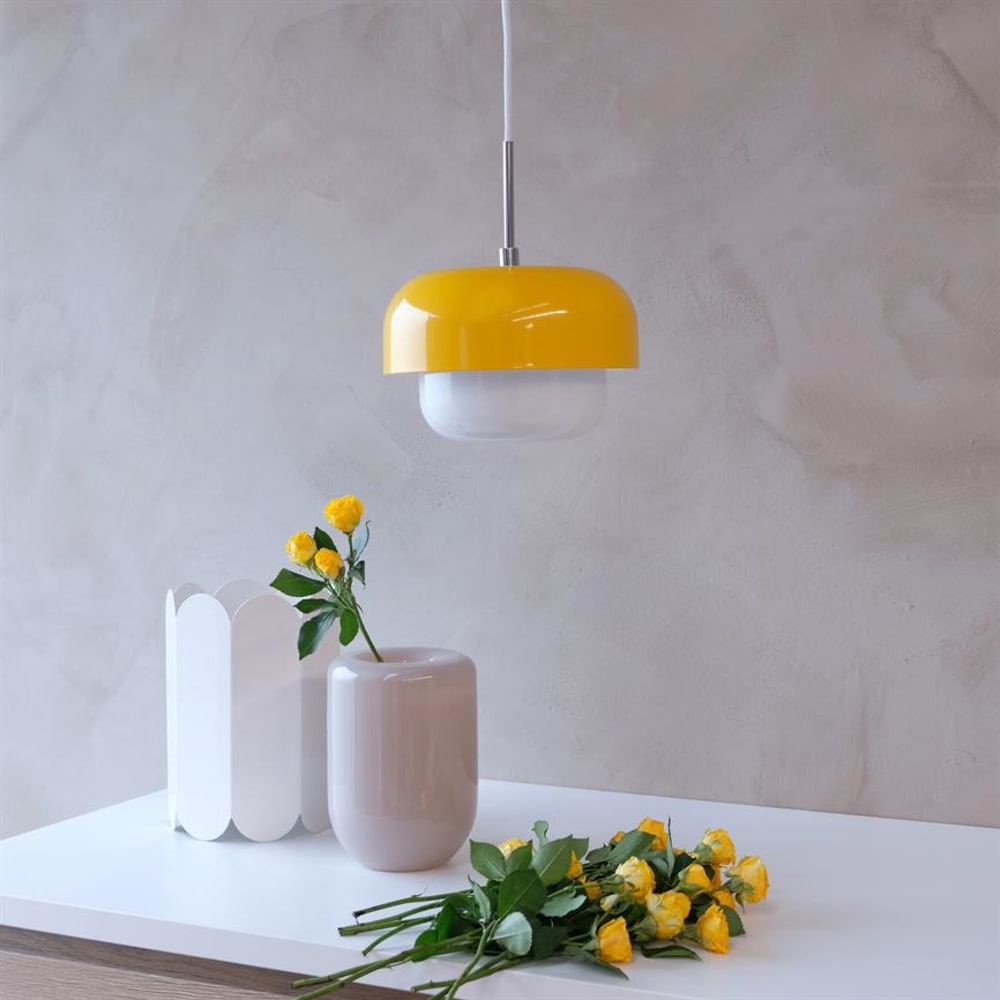Dyberg Larsen Pendelleuchte aus Glas und Metall h 15 cm d 23 cm, gelb style modern - Glas