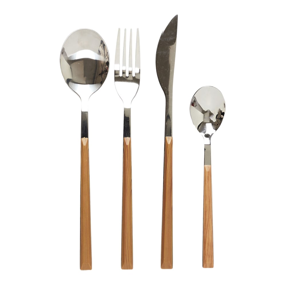 Ménagère 16 pièces effet bois marron