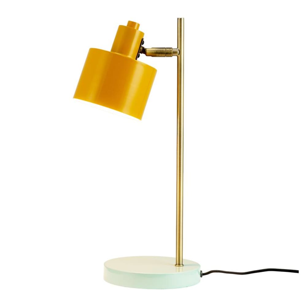Lampe à poser en métal jaune curry laiton turquoise — vue 3