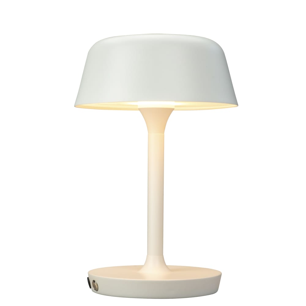Lampe à poser en métal blanc mat et métal brossé