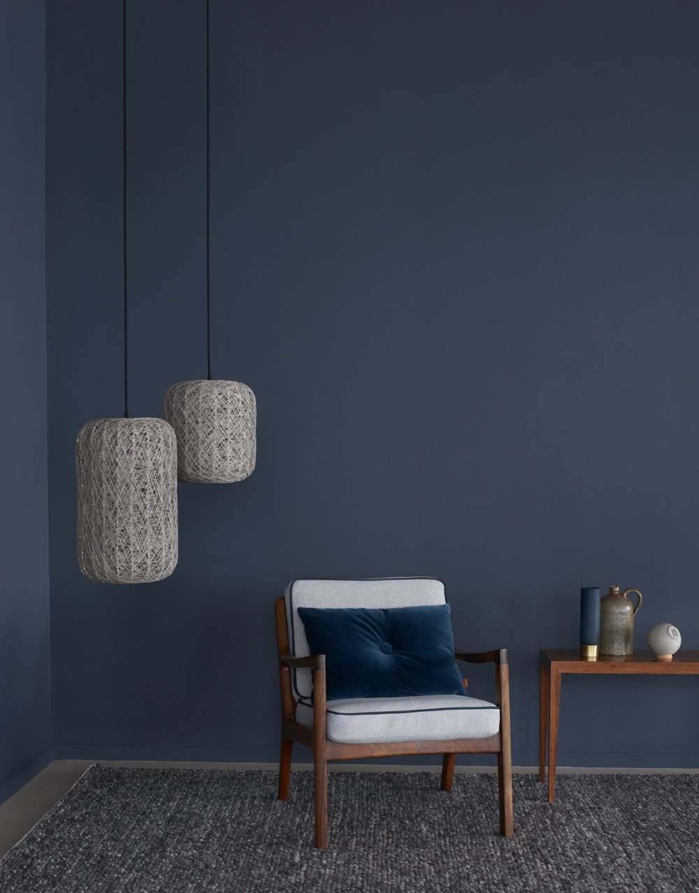 Suspension Medium en papier filé et fil métallique gris