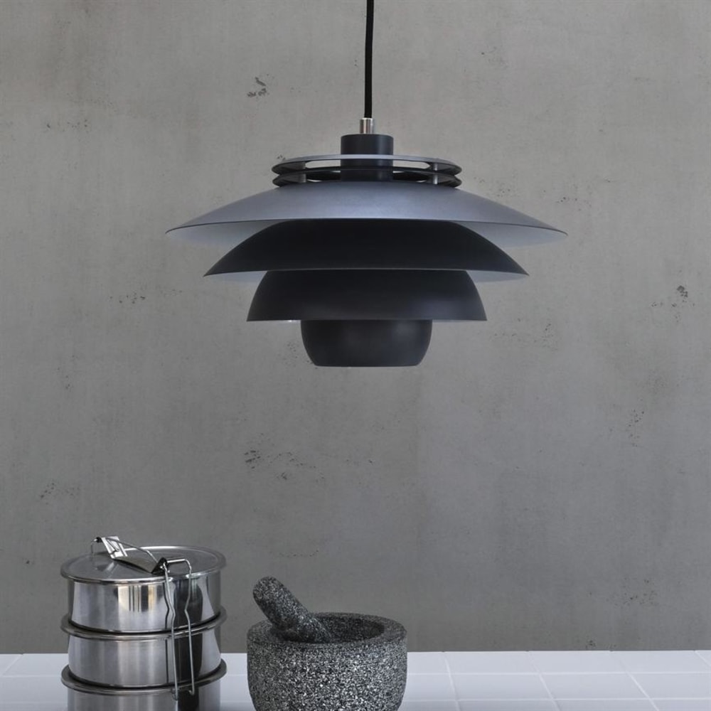 Dyberg Larsen Pendelleuchte aus Metall h 29 cm d 38 cm, dunkelgrau style modern - Metall