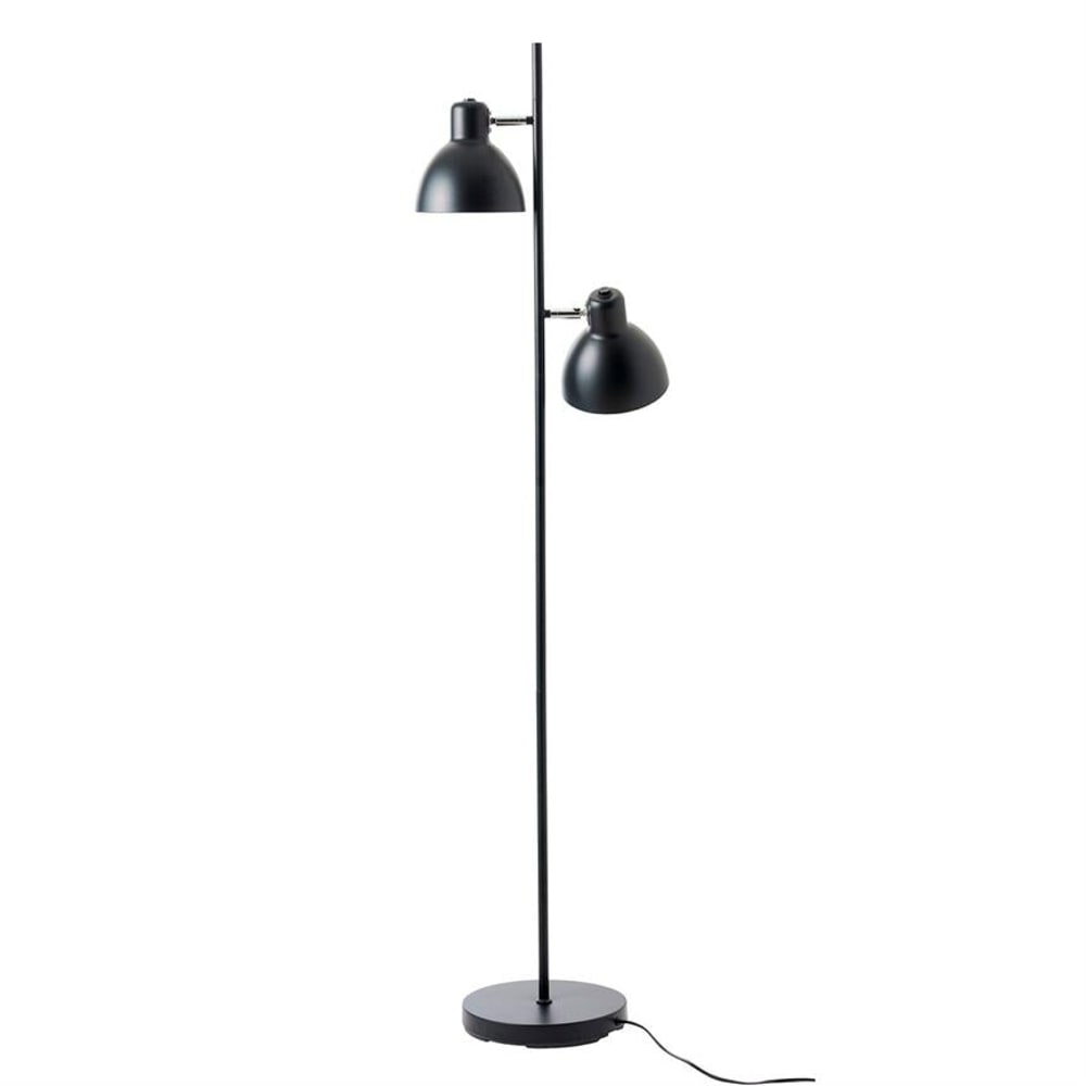 Stehleuchte aus Metall und Chrom h 160 cm d 16 cm, mattschwarz -