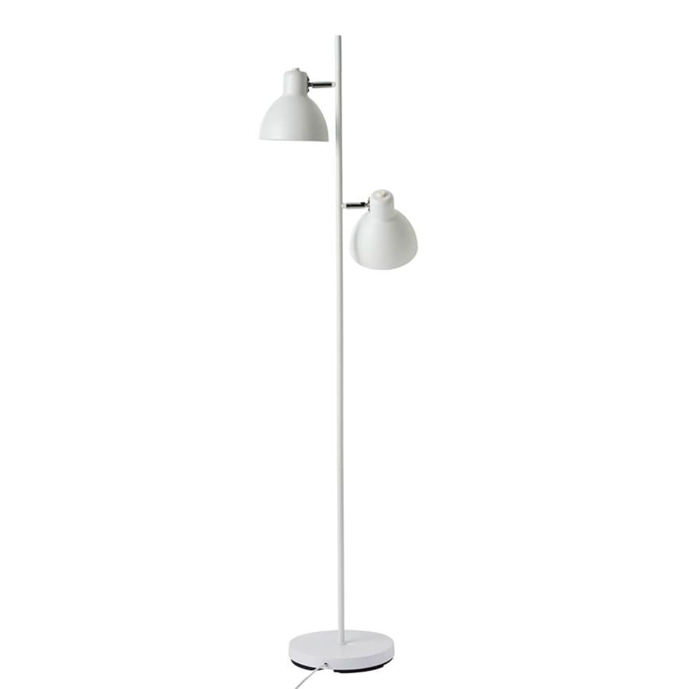 Stehleuchte aus Metall und Chrom h 160 cm d 16 cm, mattweiß -