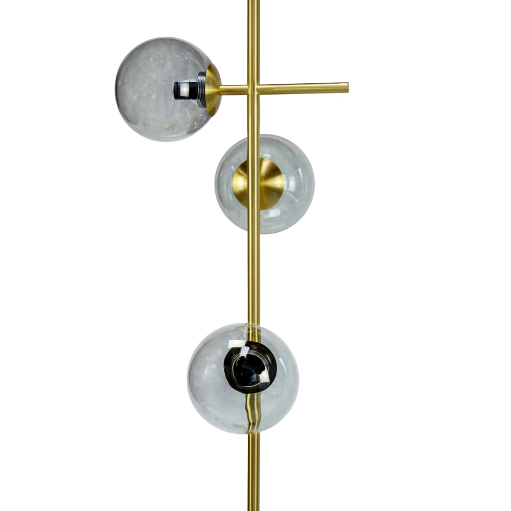 Lampadaire en verre fumé et laiton