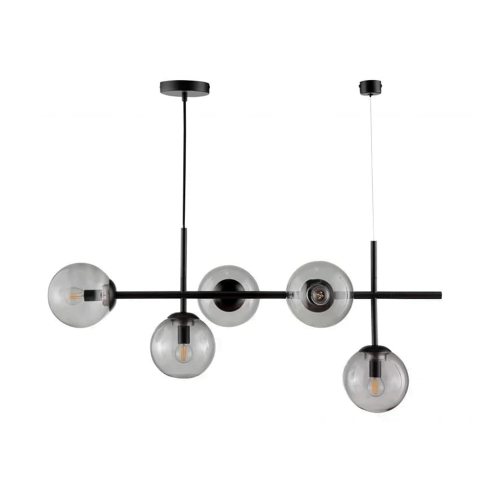 Pendelleuchte aus Rauchglas und Metall h 39 cm d 93 cm, schwarz -