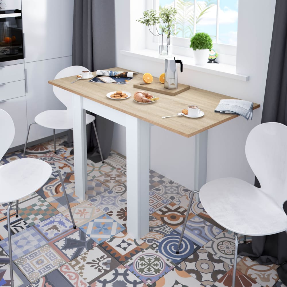 Table extensible l67/134cm - blanc / bois
