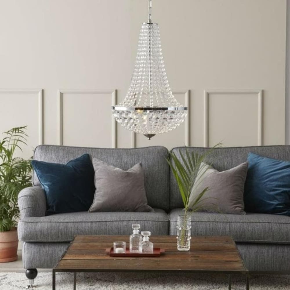 Lustre métal cristal diamètre 30cm argenté — vue 3