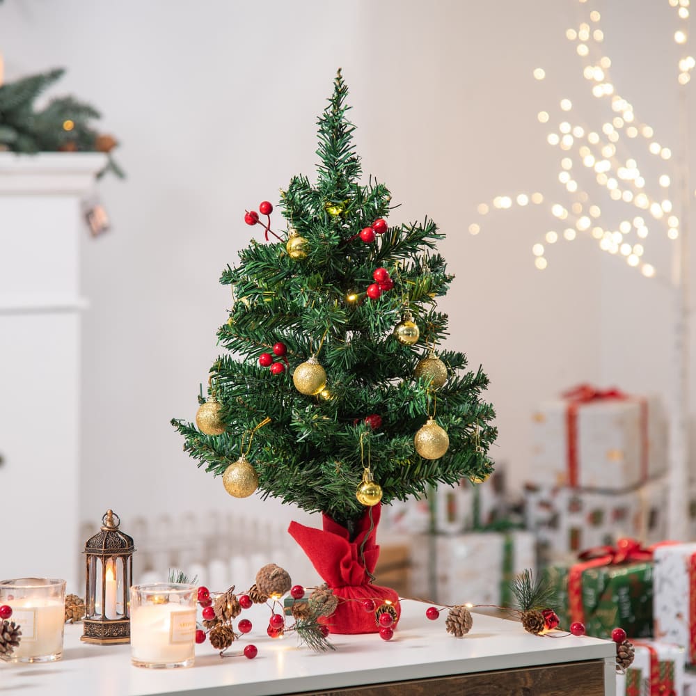 Árbol de navidad ø40x60 cm verde, base roja - Maisons du Monde