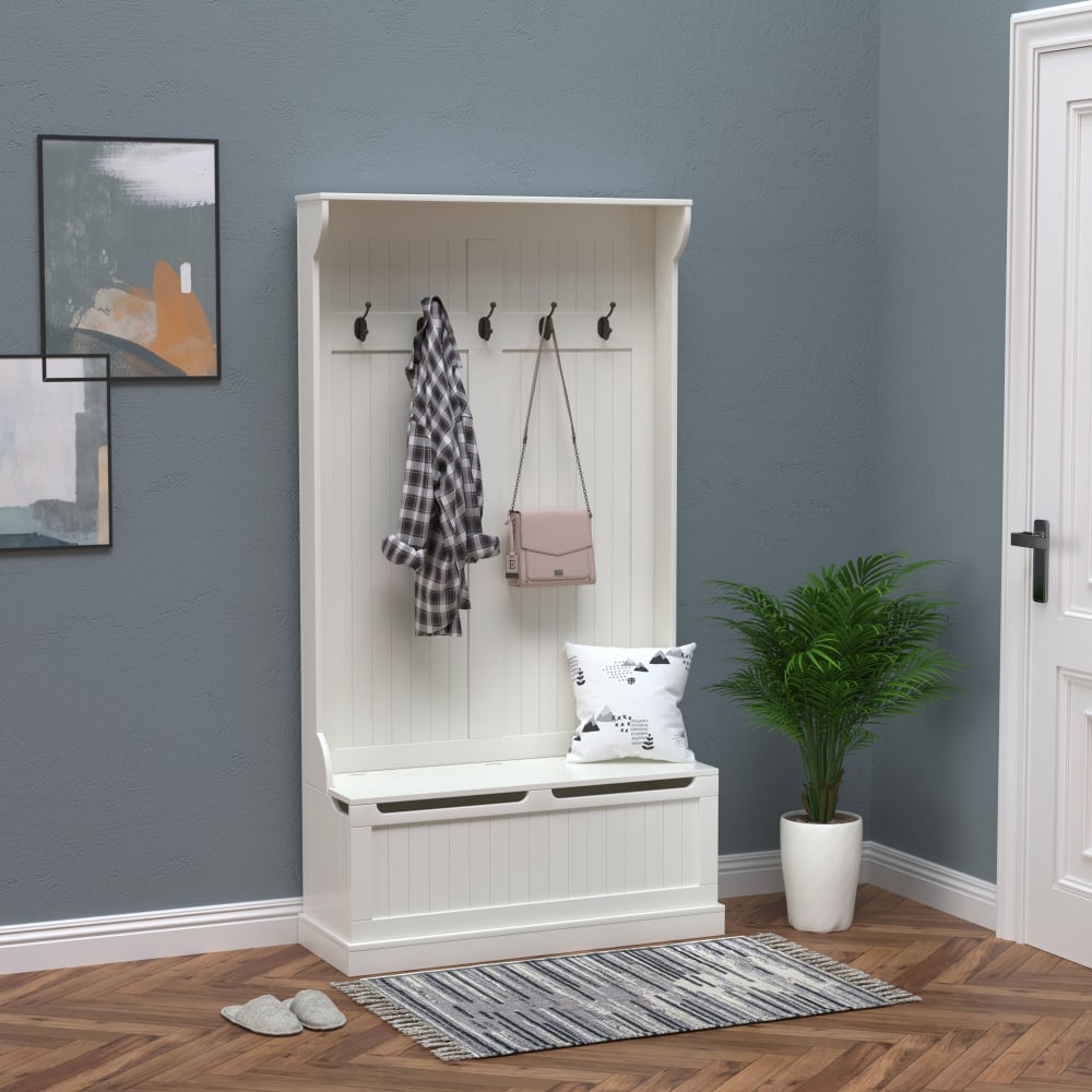 Perchero con banco 96x34x179,7cm crema - Maisons du Monde