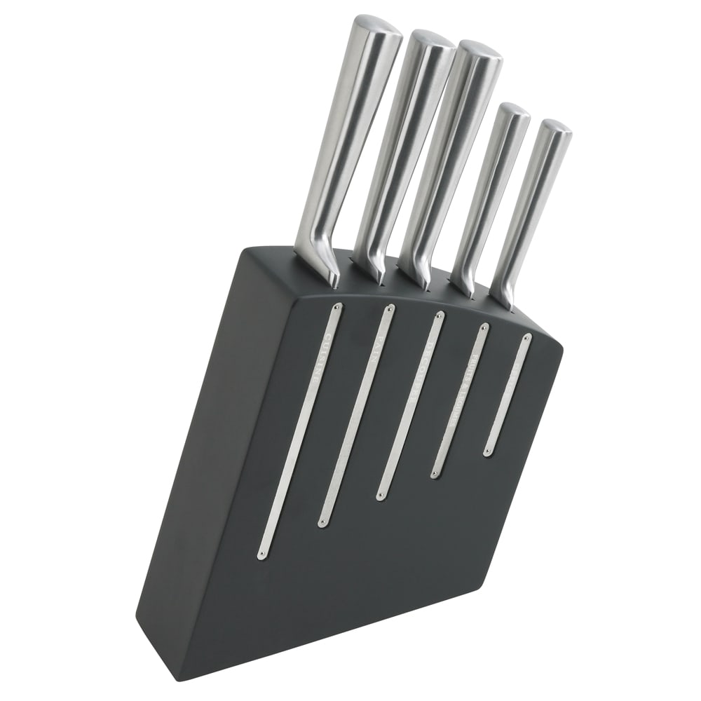 Bloc de 5 couteaux kimono noir argent / métallique en acier Bloc de 5 couteaux kimono noir argent / métallique en acier
