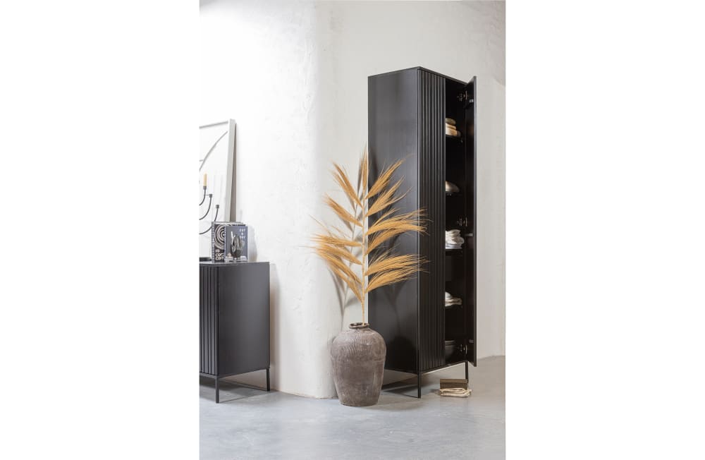 Mobile con 2 cassetti in legno nero - WOOOD