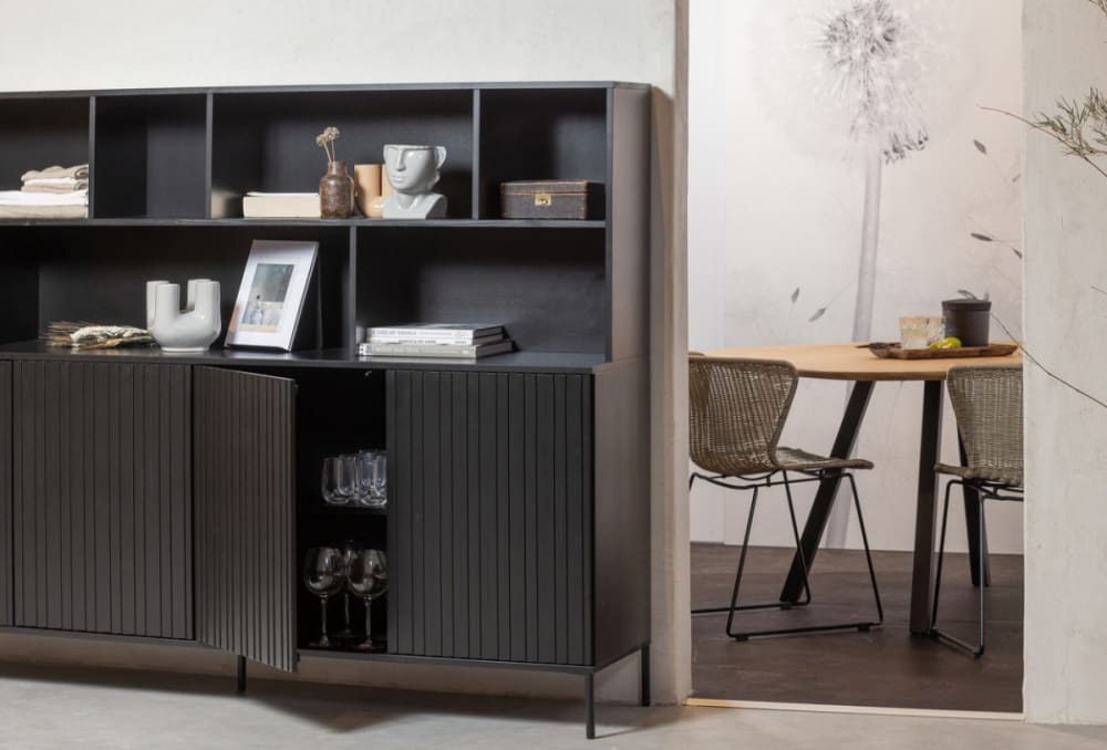 Vaisselier en bois noir avec rangement - Maisons du Monde