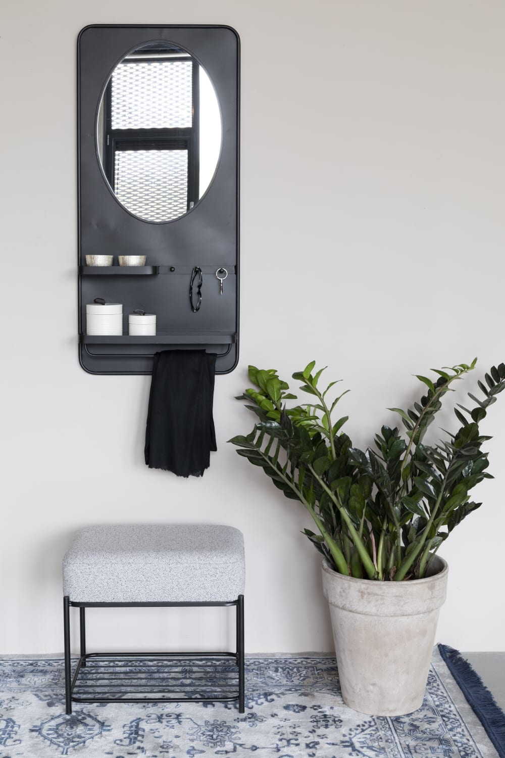 Tabouret rectangulaire en tissu gris - Maisons du Monde