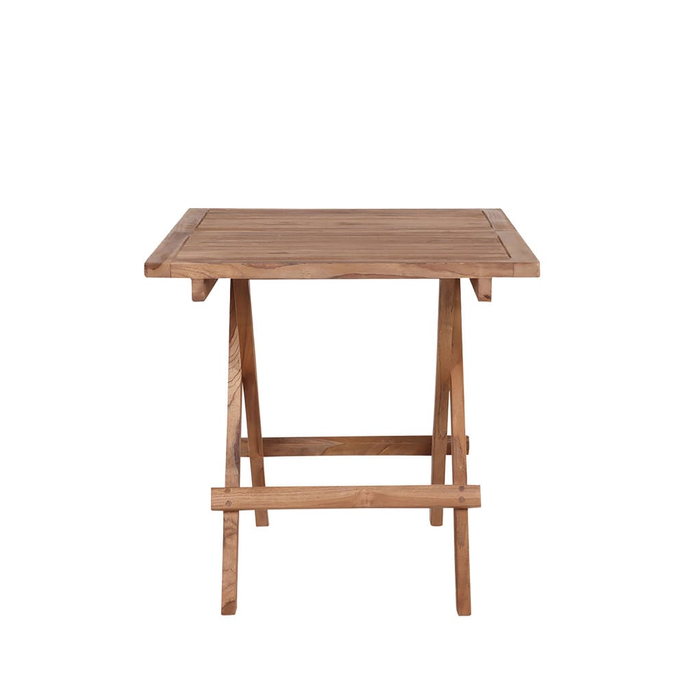 Table basse de jardin carrée en teck bois clair