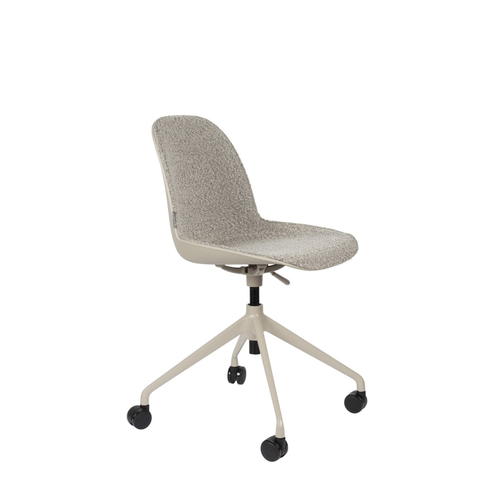 Chaise de bureau avec roues en tissu gris