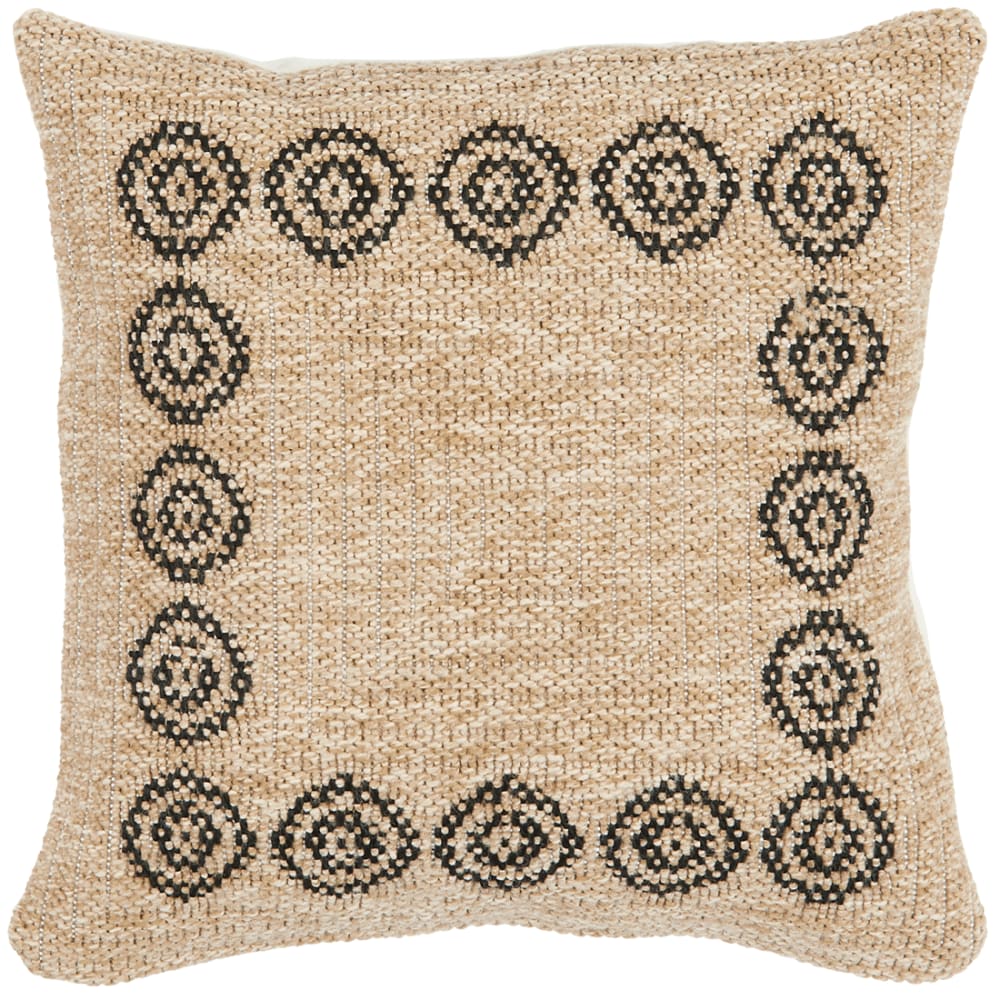 Housse de coussin aspect jute motif rosas noir 50x50