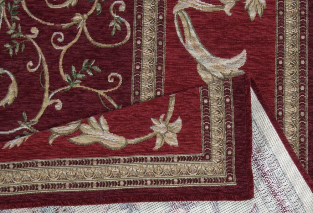 Tapis aubusson floral tissé plat - Rouge 70x120 cm — vue 3