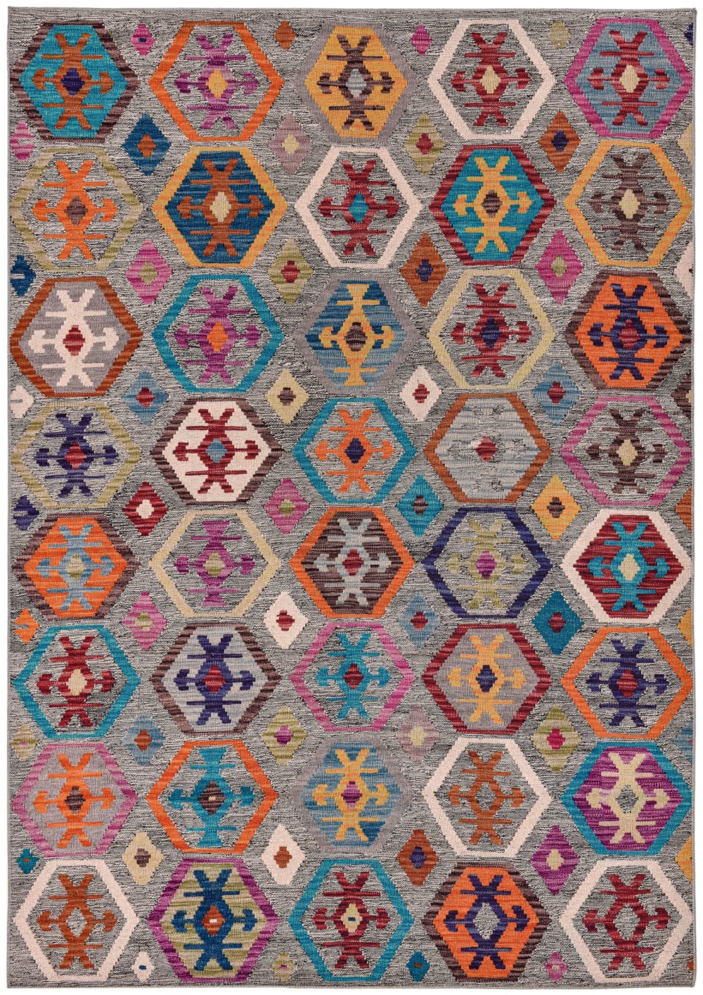 Tapis classique imprimé en polyester - Gris 90x160 cm