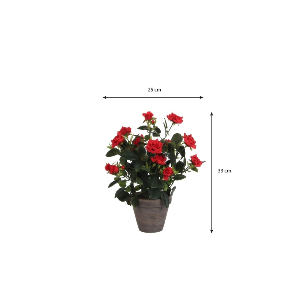 Planta artificial rosebush rojo h33xb25xl25cm - Maisons du Monde