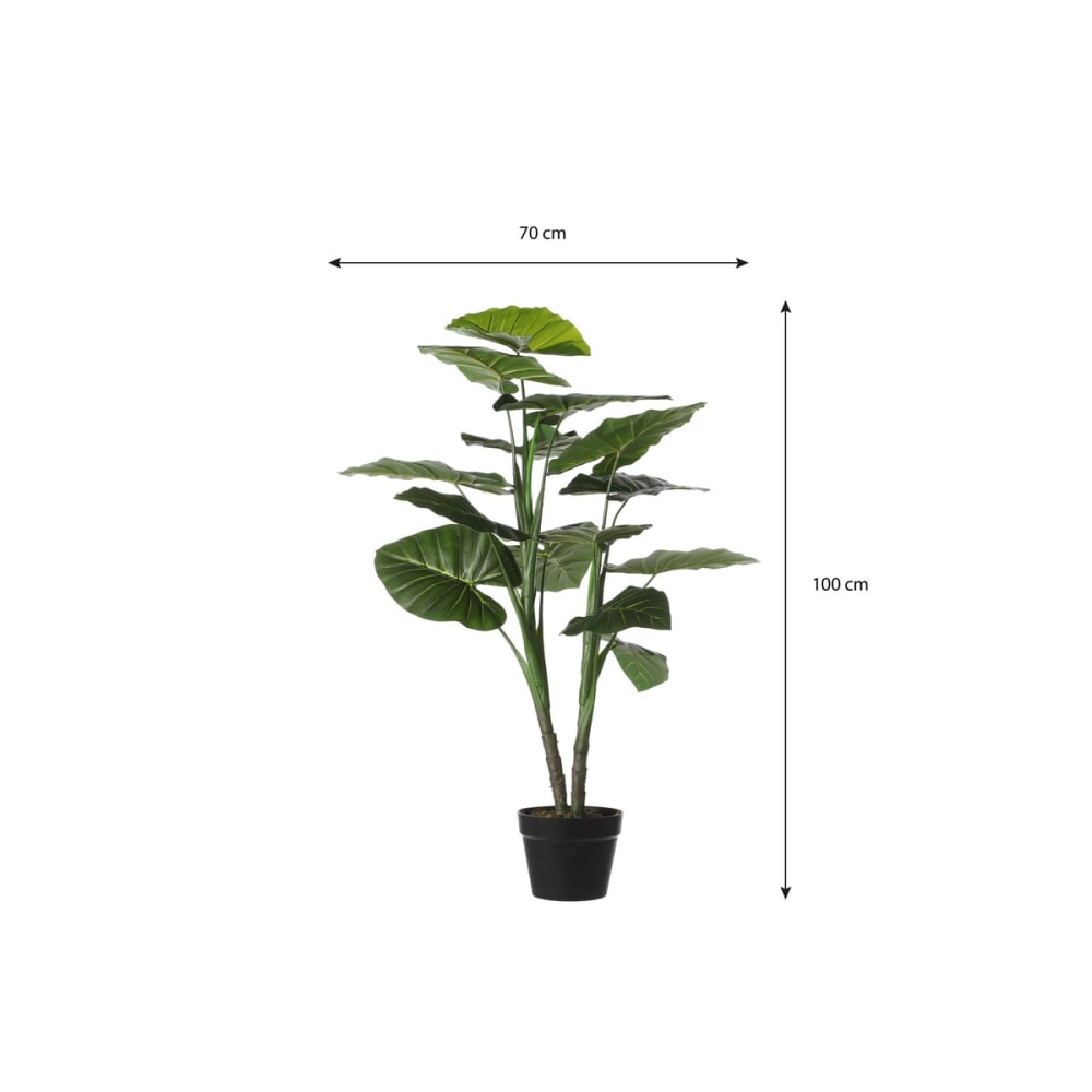 Kunstpflanze Taro Grün Polyester H100xB70xL70cm - Maisons Du