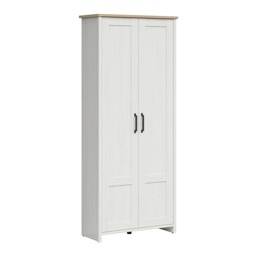 Armoire 2 portes stratifiés blanc et bois
