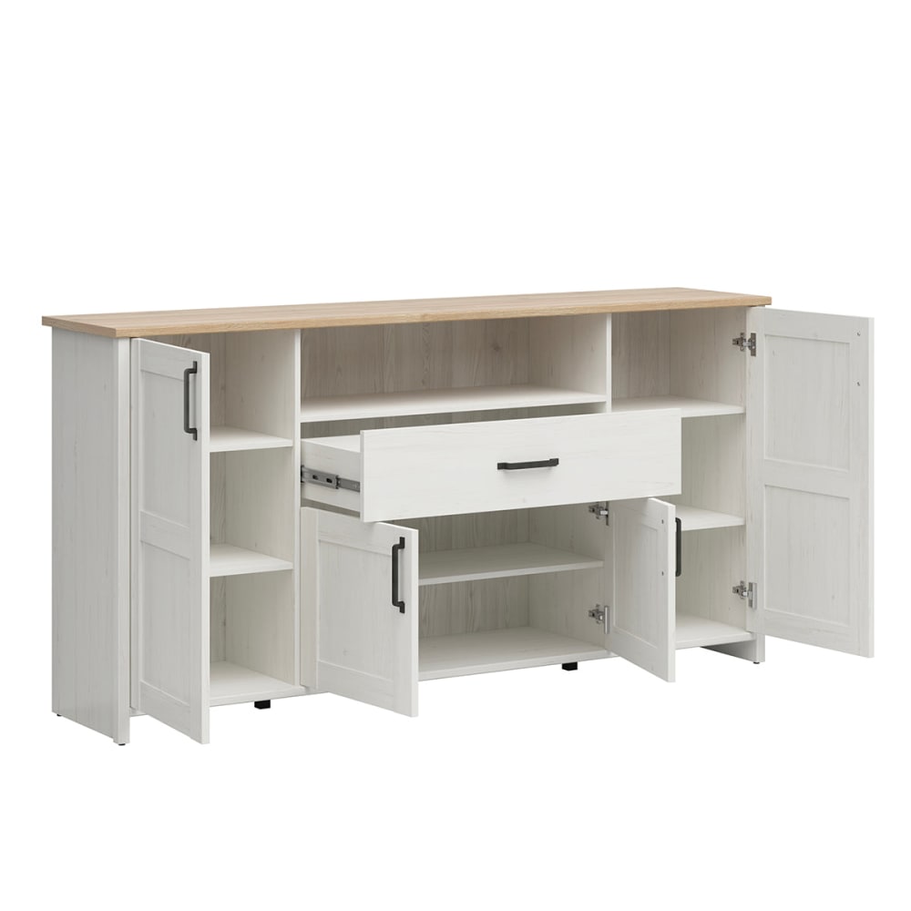 Buffet 4 portes 1 tiroir panneaux mélaminés blanc - Maisons du Monde