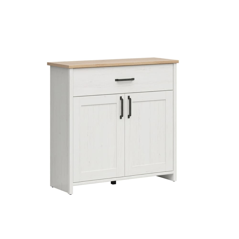 Petits meubles Sideboard 2 Türen 1 Schublade Melaminbeschichtete Platten Weiß Weiß Spanplatte