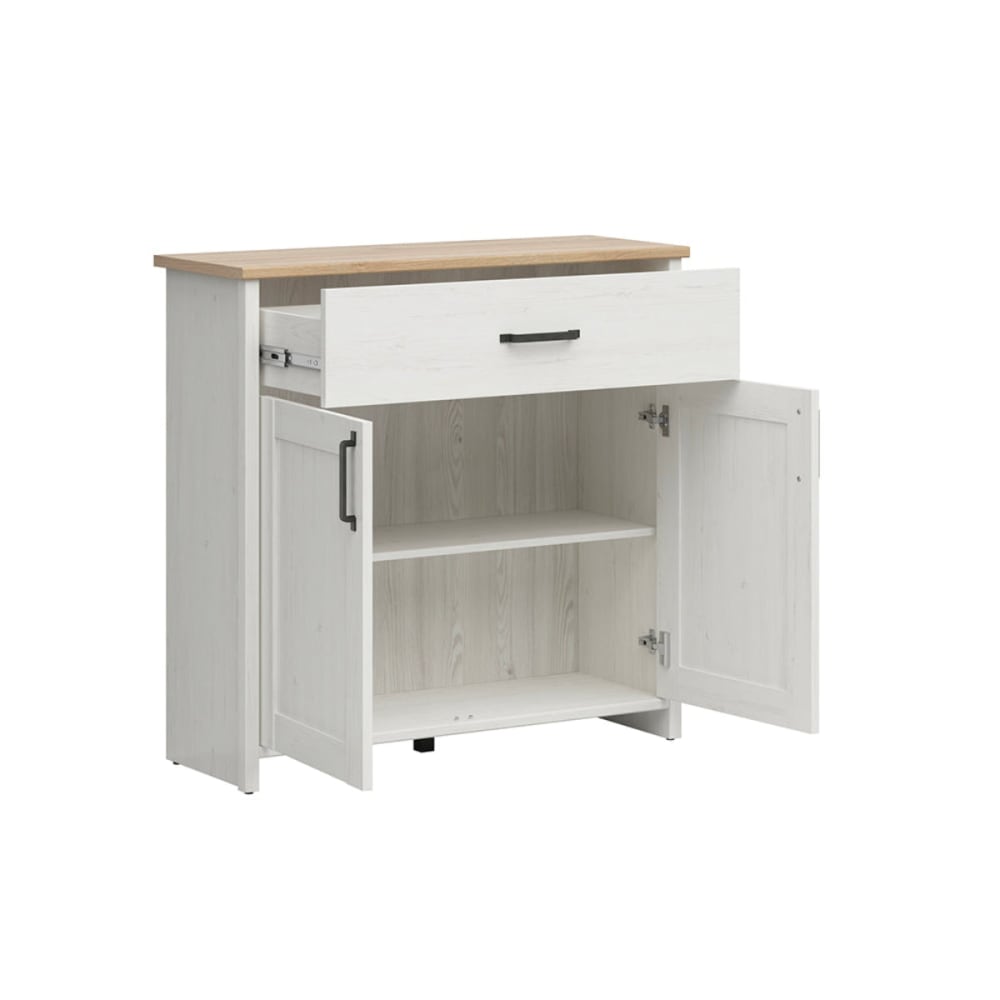 Sideboard 2 Türen 1 Schublade Melaminbeschichtete Platten Weiß -