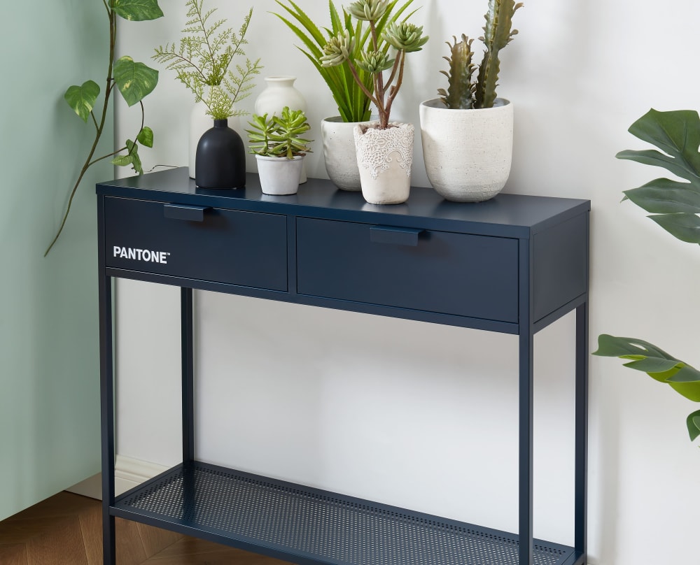 Console métal bleu nuit 100cm