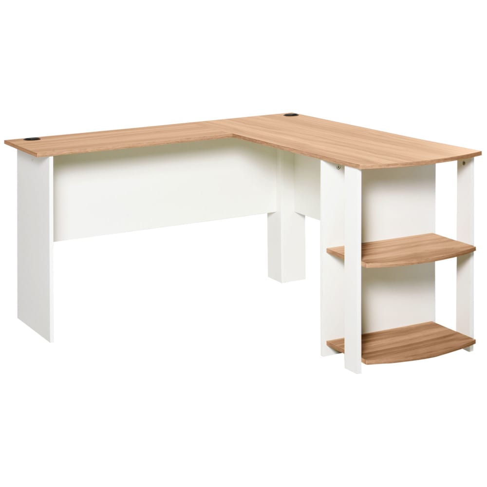 Mesa de ordenador 136x130x72 cm nogal y blanco