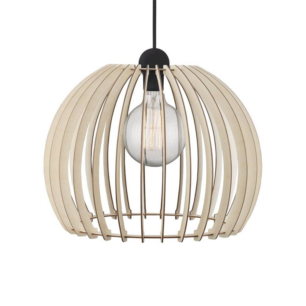 Lámpara de techo colgante natural nórdico de madera y cable negro