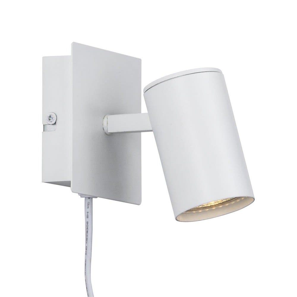 Applique murale orientable en métal blanc avec interrupteur à câble