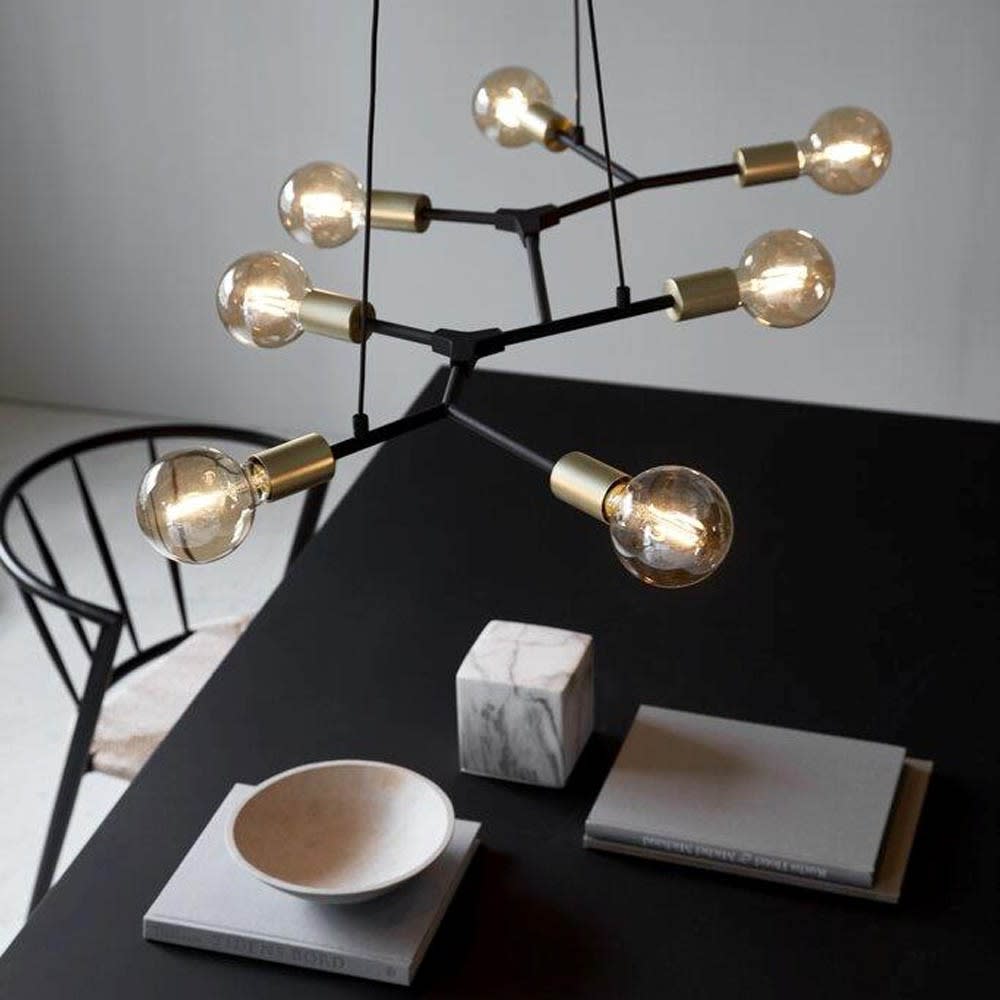 Vintage Deckenleuchte Lichter schwarz und gold mit verstellbarer