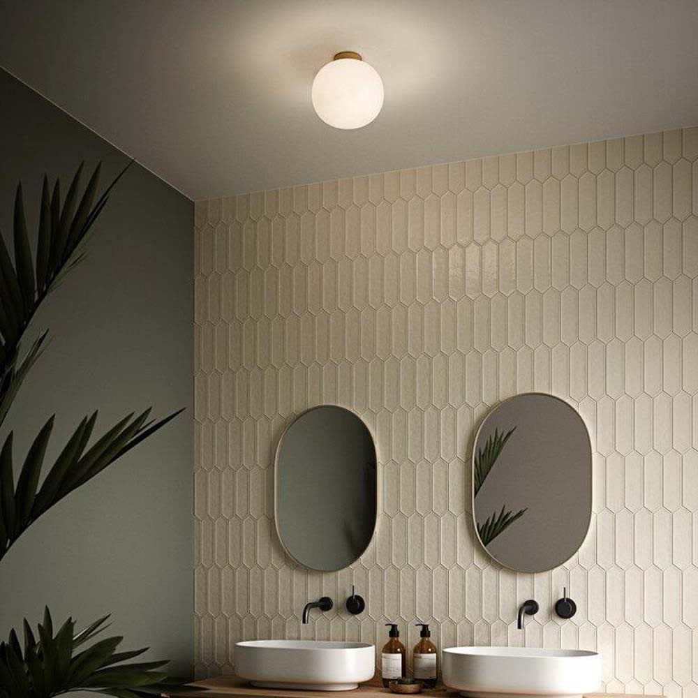 Plafón de techo elegante nórdico dorado con bola de cristal blanco - Maisons du Monde