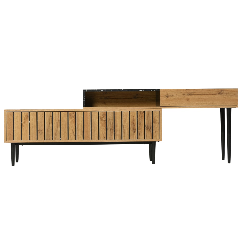Meuble de rangement mural en bois et marbre