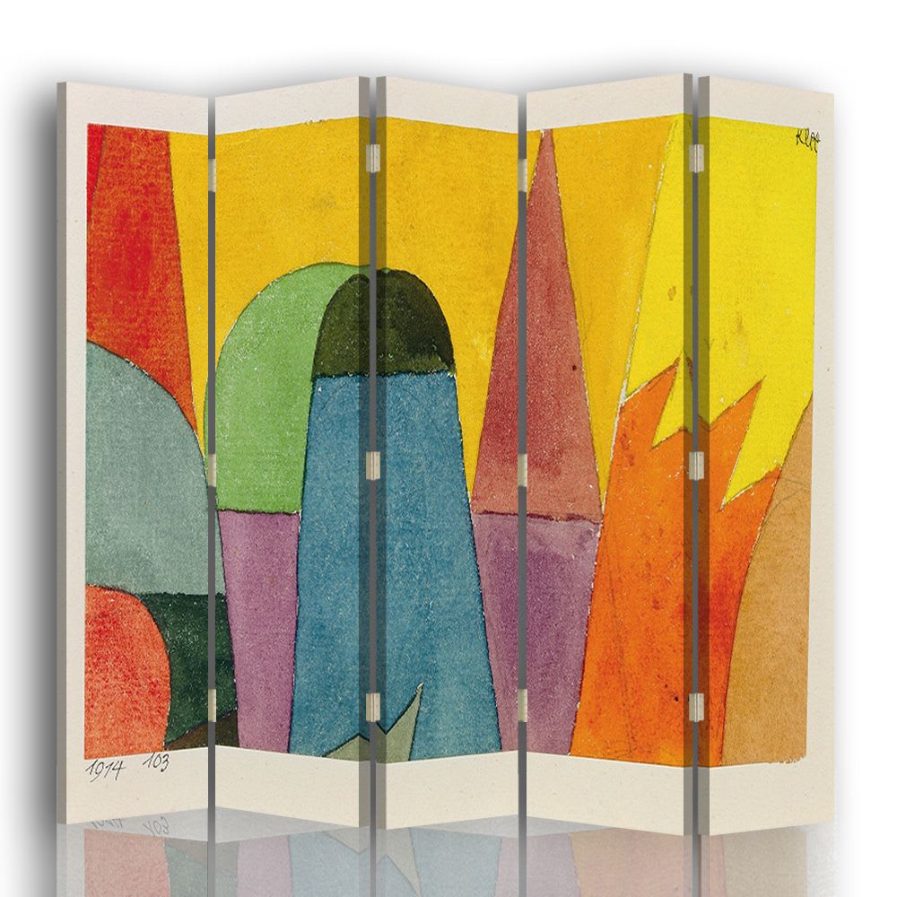 Biombo With The Mauve Triangle - Paul Klee - cm. 180x170 (5 paneles)
