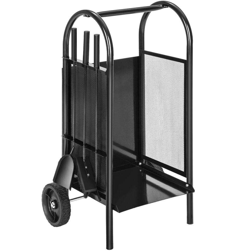 Porte bûches en acier pour cheminée capacité de charge 35 kg noir