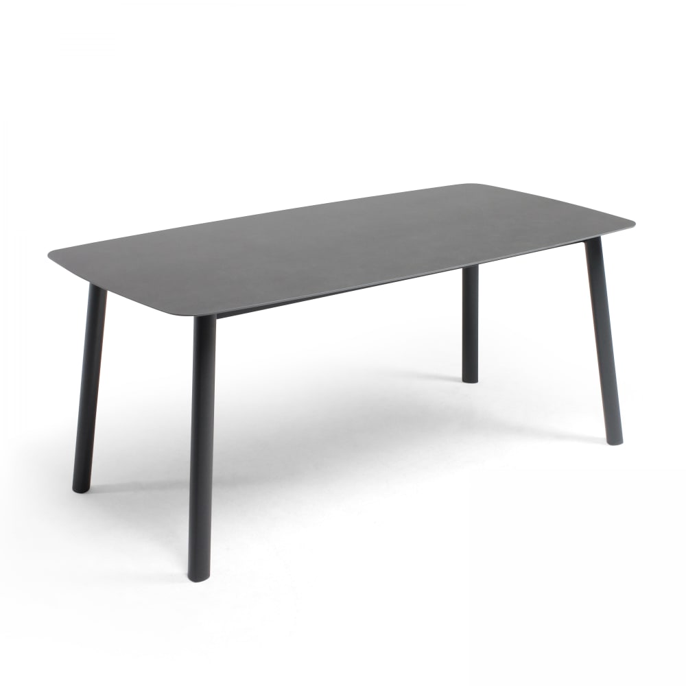 Table de jardin rectangulaire en aluminium et pierre frittée gris