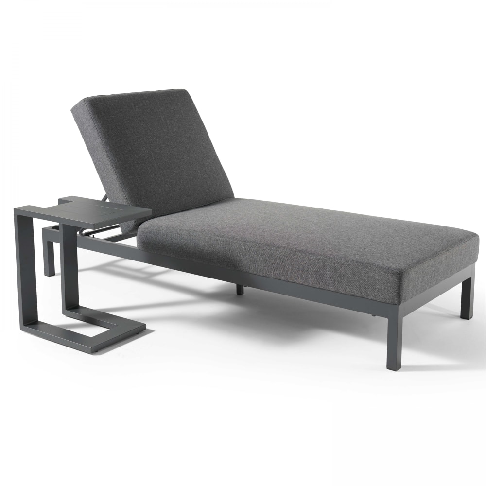 Oviala Sonnenliegen-Set mit grauem Aluminium-Beistelltisch - Aluminium