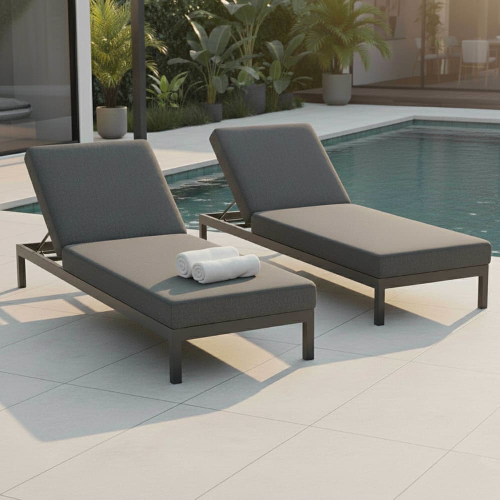 Lot de 2 bains de soleil inclinable en aluminium gris anthracite - Maisons du Monde
