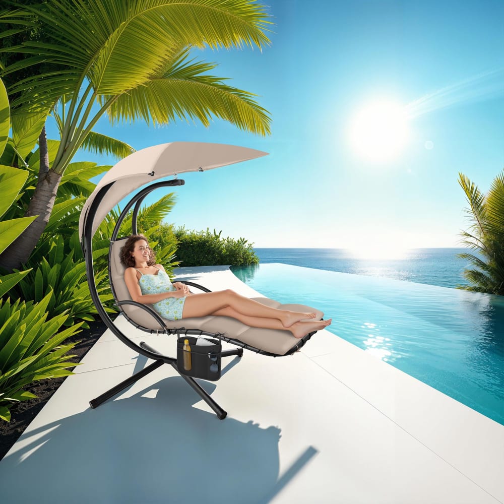 Fauteuil suspendu pare-soleil avec protection UV en acier beige