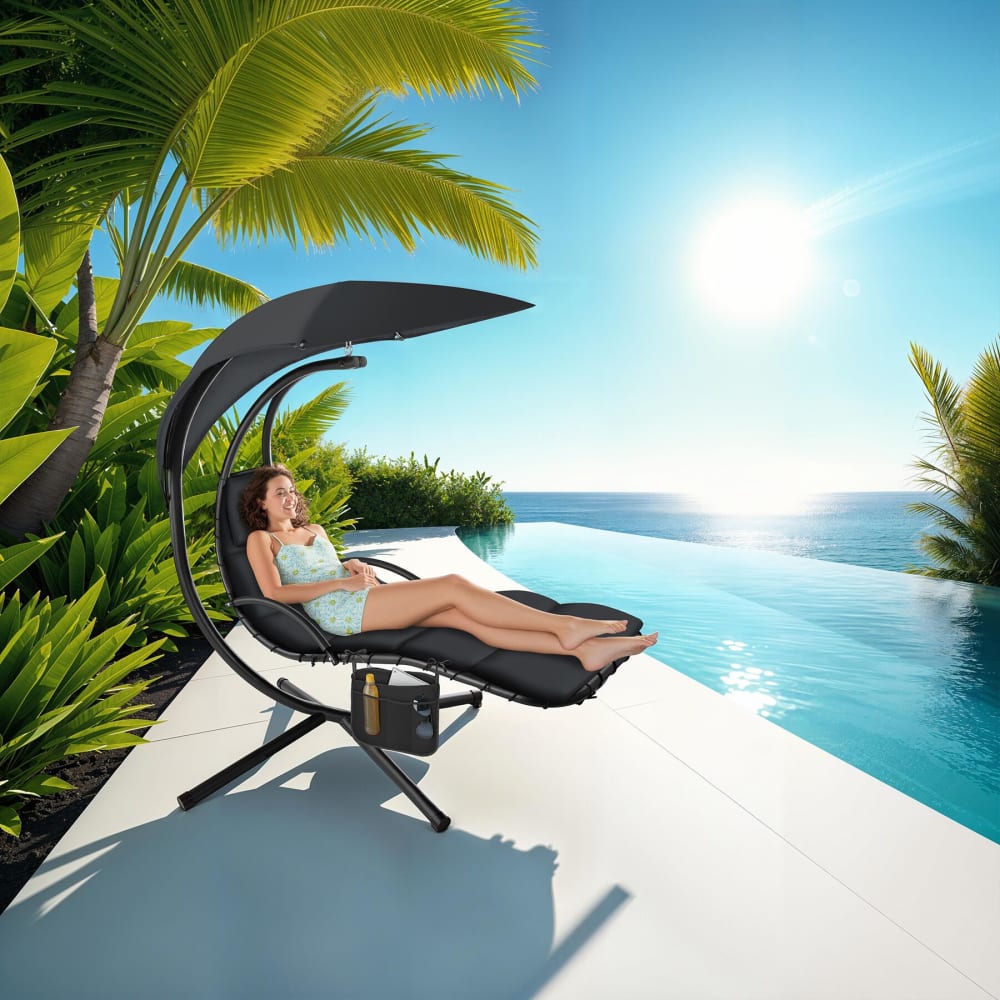 Fauteuil suspendu pare-soleil avec protection UV en acier noir