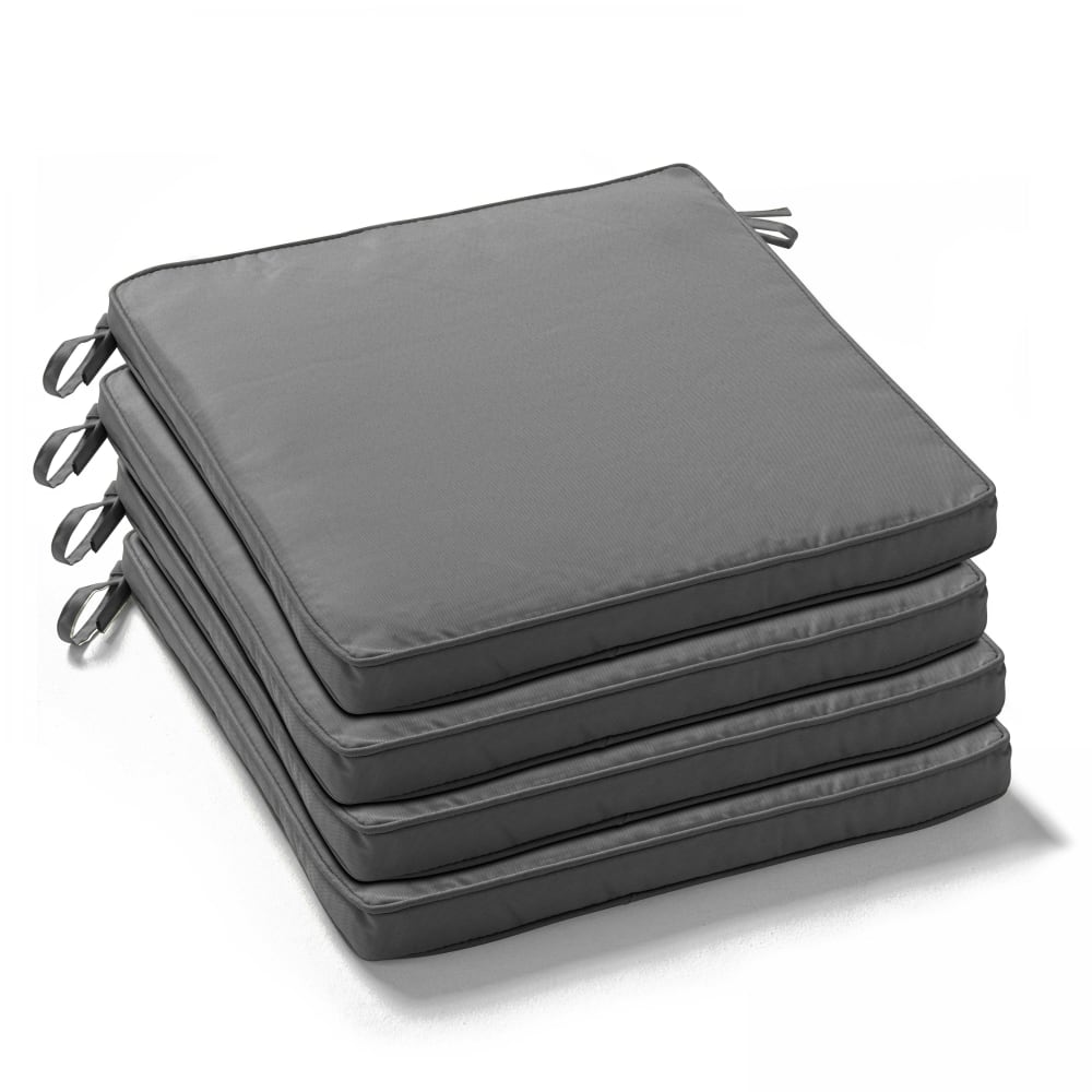 Lot de 4 galettes de chaise polyester gris 40x40x3 cm