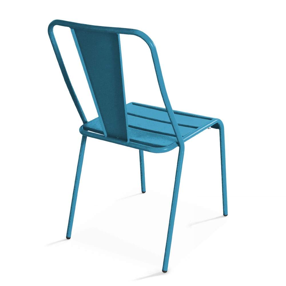 Chaise de jardin en métal bleu pacific