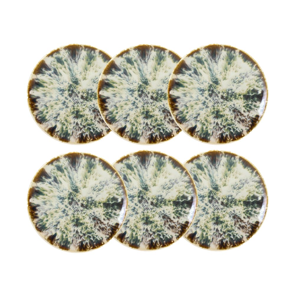 Lot de 6 assiettes à dessert abstraites en porcelaine 20cm Lot de 6 assiettes à dessert abstraites en porcelaine 20cm