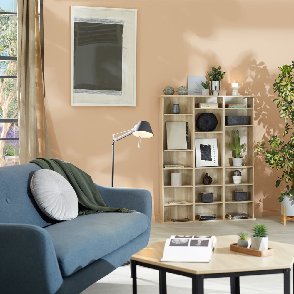 Étagère DVD CD panneau de fibres réglable 105,5x19x136,5cm bois clair