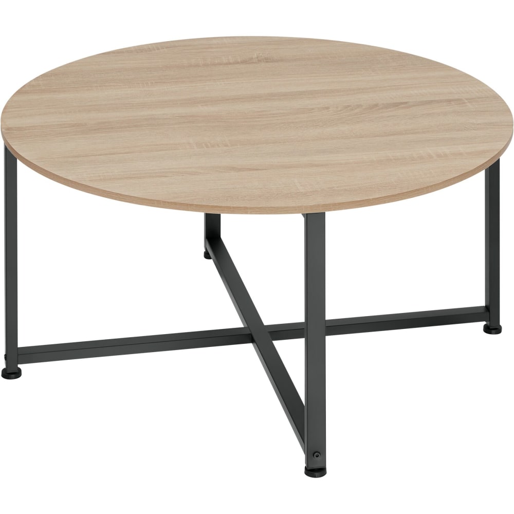 Table basse pour salon Rond Style industriel bois clair